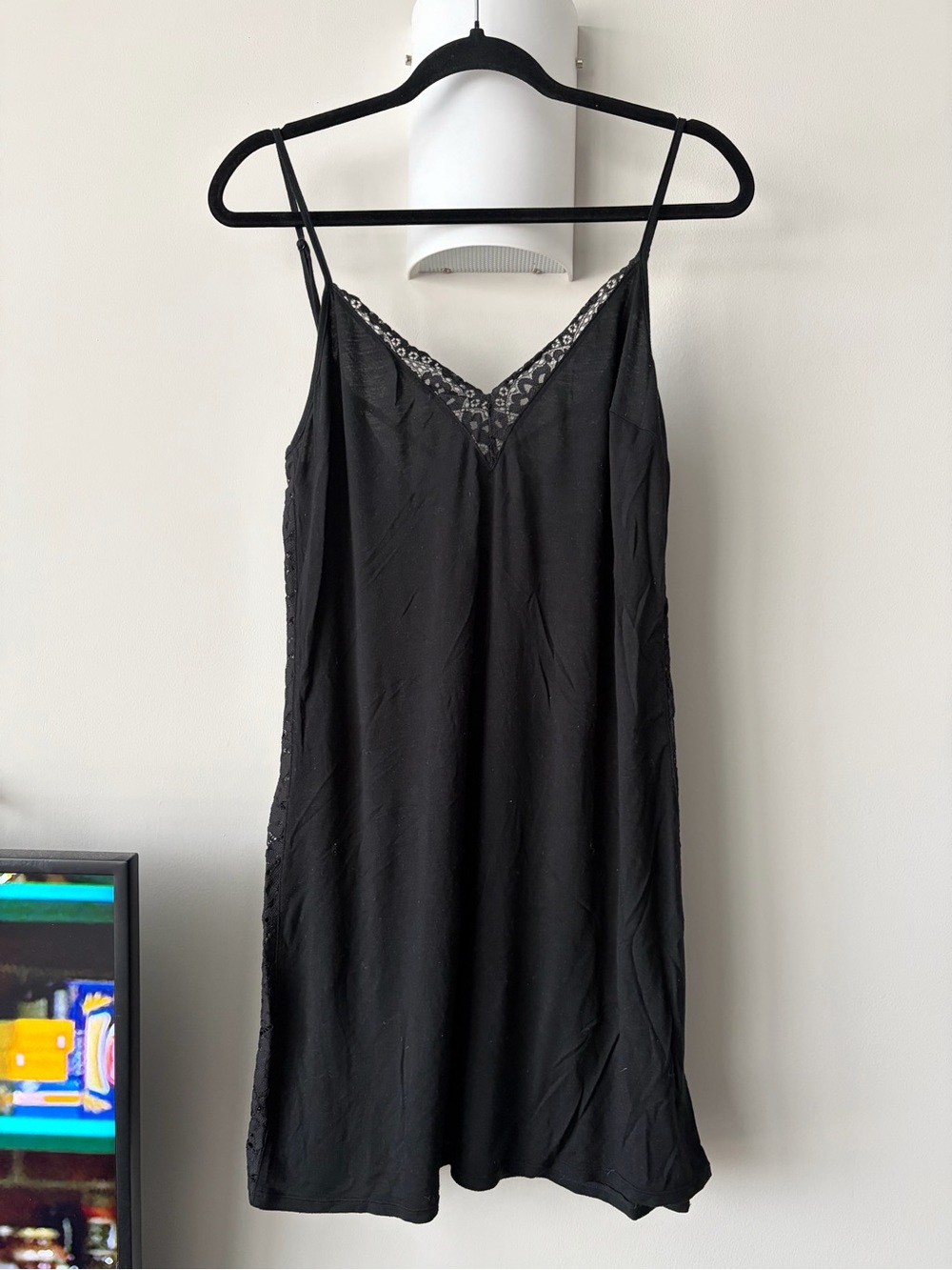 Victoria's Secret Black Lace-Trim Chemise